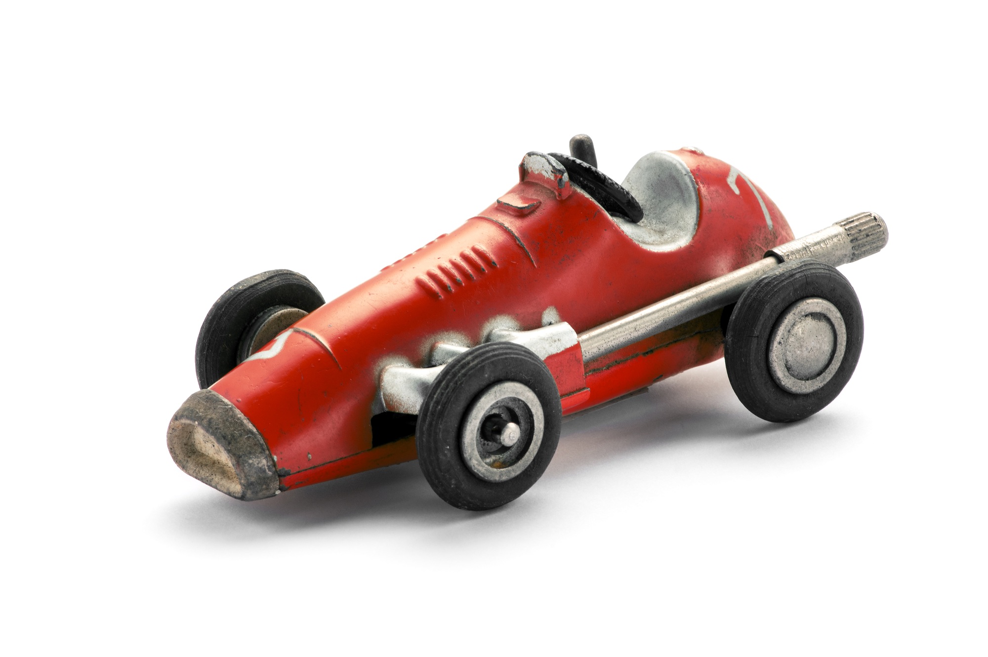Vintage red toy racing car